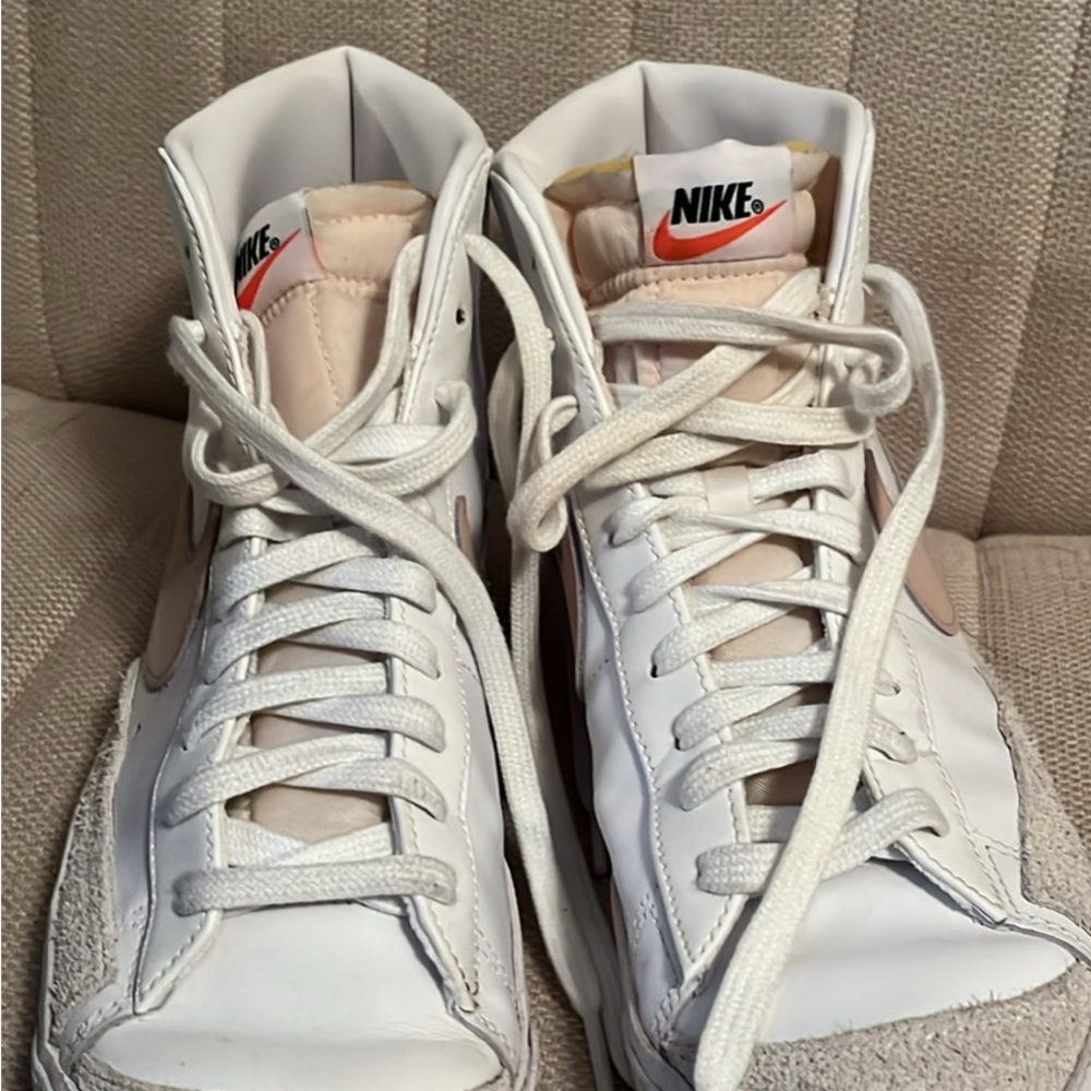 Nike White and Beige High-Top Sneakers